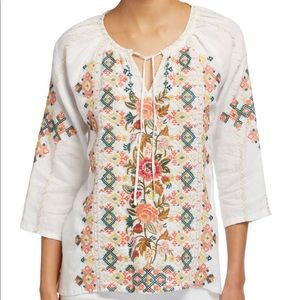 Johnny Was Chandra Linen Peasant Blouse